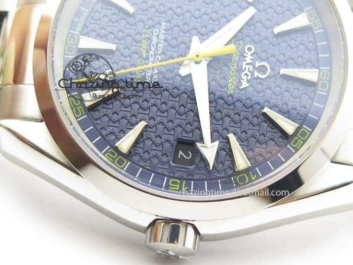0822 QuickDry Aqua Terra ‘James Bond’ SS JHF Best Edition Blue Dial On SS Bracelet A 8203